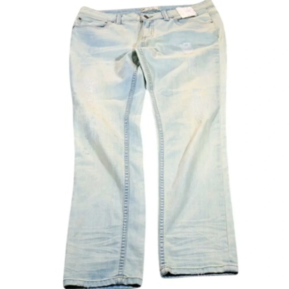Free People Jeans Womens 30 Light Wash Palm Indig Distressed Denim Y2K 90s